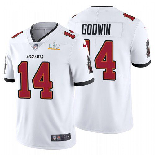 Men's Tampa Bay Buccaneers #14 Chris Godwin White NFL 2021 Super Bowl LV Limited Stitched Jersey Men's Tampa Bay Buccaneers #14 Chris Godwin White NFL 2021 Super Bowl LV Limited Stitched Jersey